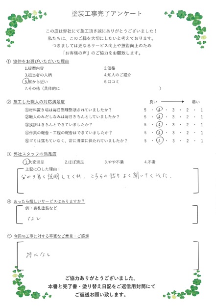 分かり易く説明してくれ、こちらの話もよく聞いてくれた。
