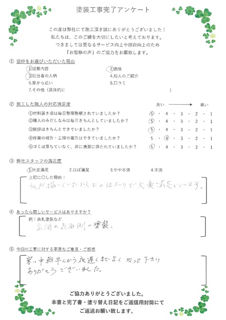 私が描いていた以上の仕上がりで大変満足しています。