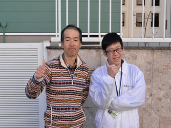 外壁の色は緑系。安心や安定、調和を表す色で他の色とバランスも取れています。